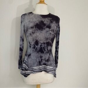 NWT New Girls Gypsy Sky Gray Black Tie Dye Lightweight Stretch Tunic XL Grunge